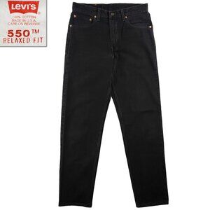 Levi's 550 Vintage Jeans 90s Relaxed Fit Batwing USA Black Denim Men's 34x34